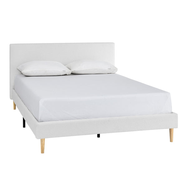 English Elm King Upholstered Platform Bed Solid Wood Slats Padded Headboard No Box Spring B347P521855