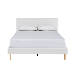 English Elm King Upholstered Platform Bed Solid Wood Slats Padded Headboard No Box Spring B347P521855