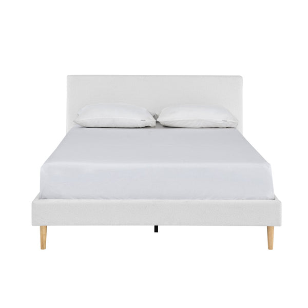 English Elm King Upholstered Platform Bed Solid Wood Slats Padded Headboard No Box Spring B347P521855