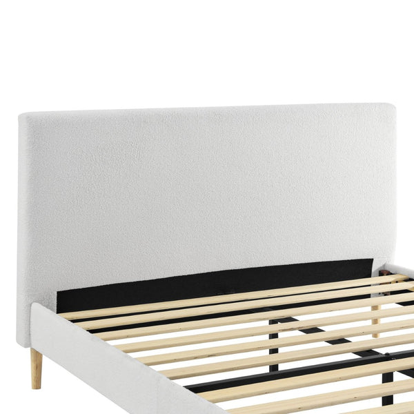 English Elm King Upholstered Platform Bed Solid Wood Slats Padded Headboard No Box Spring B347P521855