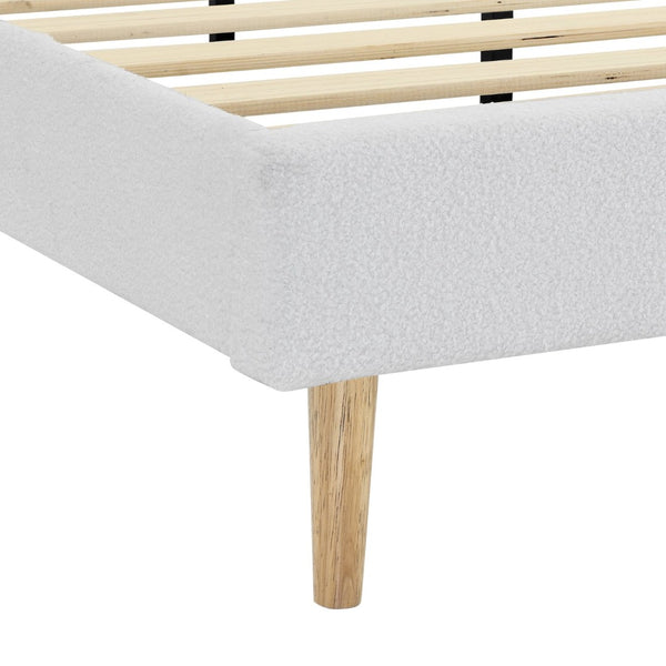English Elm King Upholstered Platform Bed Solid Wood Slats Padded Headboard No Box Spring B347P521855