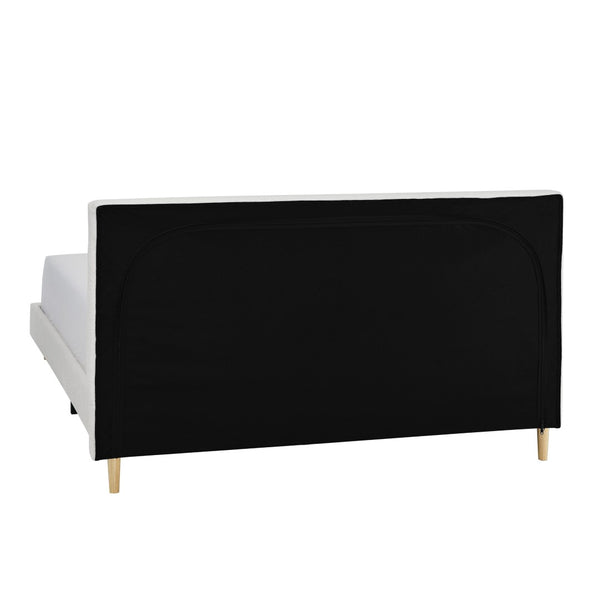English Elm King Upholstered Platform Bed Solid Wood Slats Padded Headboard No Box Spring B347P521855