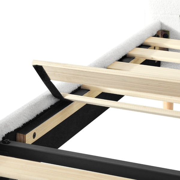 English Elm King Upholstered Platform Bed Solid Wood Slats Padded Headboard No Box Spring B347P521855