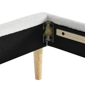 English Elm King Upholstered Platform Bed Solid Wood Slats Padded Headboard No Box Spring B347P521855