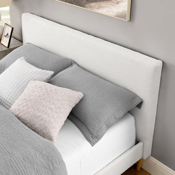 English Elm King Upholstered Platform Bed Solid Wood Slats Padded Headboard No Box Spring B347P521855