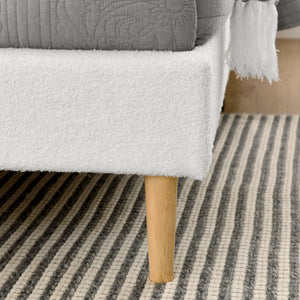 English Elm King Upholstered Platform Bed Solid Wood Slats Padded Headboard No Box Spring B347P521855