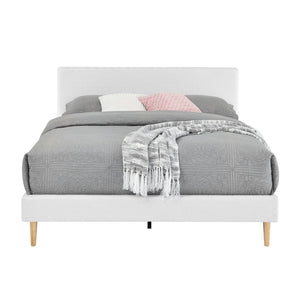 English Elm King Upholstered Platform Bed Solid Wood Slats Padded Headboard No Box Spring B347P521855