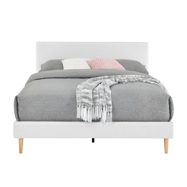 English Elm King Upholstered Platform Bed Solid Wood Slats Padded Headboard No Box Spring B347P521855