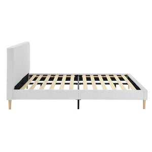 English Elm King Upholstered Platform Bed Solid Wood Slats Padded Headboard No Box Spring B347P521855