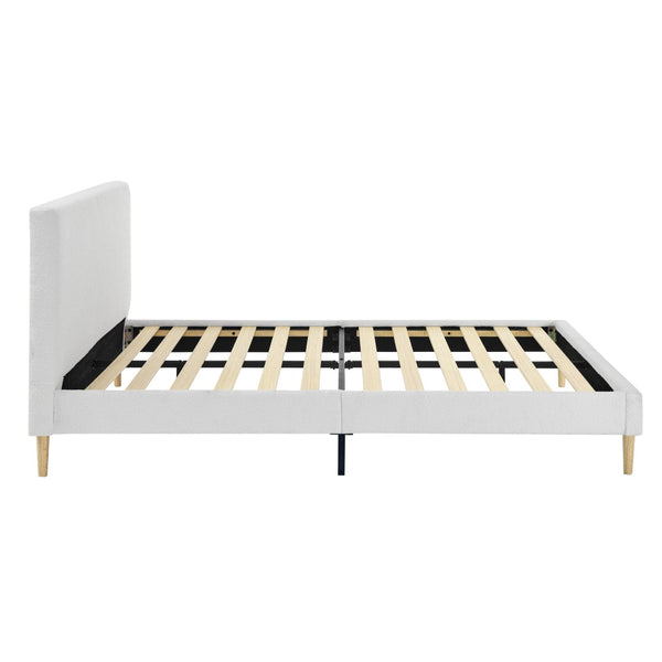English Elm King Upholstered Platform Bed Solid Wood Slats Padded Headboard No Box Spring B347P521855