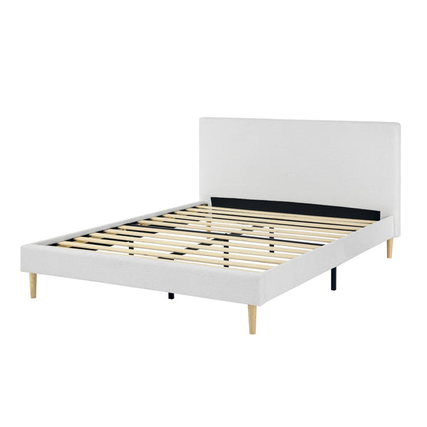 English Elm King Upholstered Platform Bed Solid Wood Slats Padded Headboard No Box Spring B347P521855