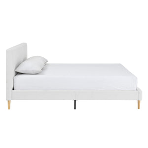 English Elm King Upholstered Platform Bed Solid Wood Slats Padded Headboard No Box Spring B347P521855