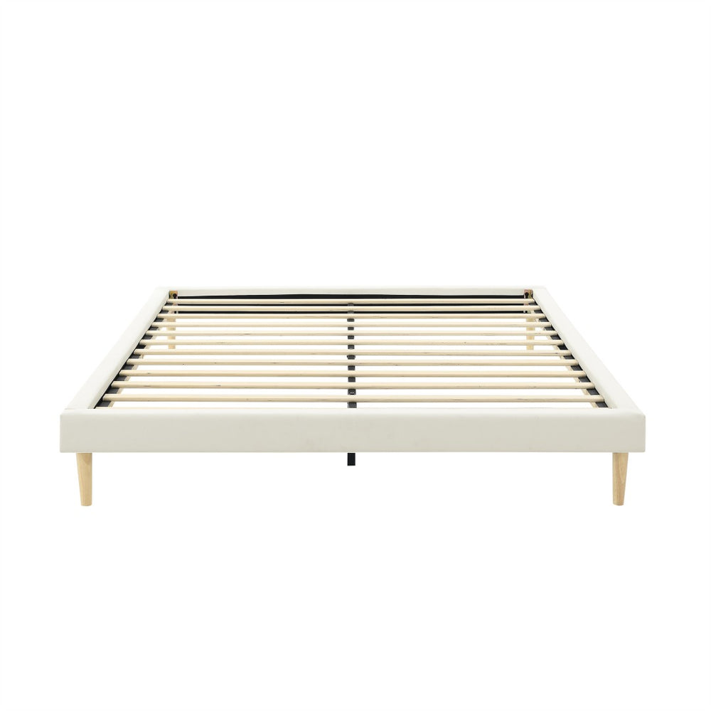 English Elm Headboard-Free Queen Platform Bed Faux Leather Upholstered Low Profile Minimalist Frame B347P521873