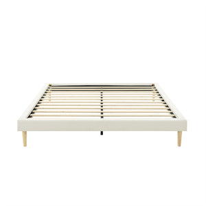 English Elm Headboard-Free Queen Platform Bed Faux Leather Upholstered Low Profile Minimalist Frame B347P521873