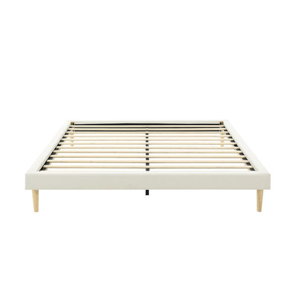 English Elm Headboard-Free Queen Platform Bed Faux Leather Upholstered Low Profile Minimalist Frame B347P521873