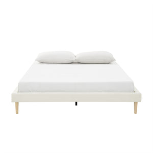 English Elm Headboard-Free Queen Platform Bed Faux Leather Upholstered Low Profile Minimalist Frame B347P521873