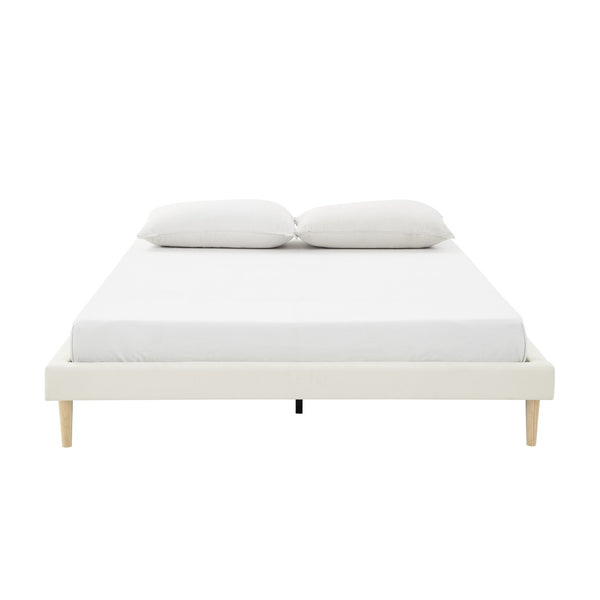 English Elm Headboard-Free Queen Platform Bed Faux Leather Upholstered Low Profile Minimalist Frame B347P521873