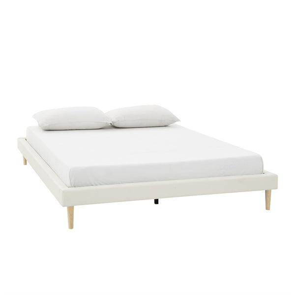 English Elm Headboard-Free Queen Platform Bed Faux Leather Upholstered Low Profile Minimalist Frame B347P521873