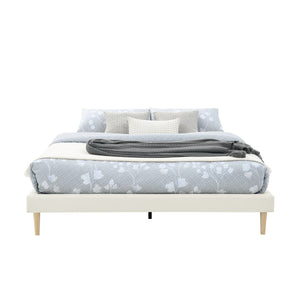 English Elm Headboard-Free Queen Platform Bed Faux Leather Upholstered Low Profile Minimalist Frame B347P521873