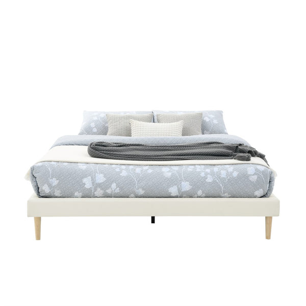 English Elm Headboard-Free Queen Platform Bed Faux Leather Upholstered Low Profile Minimalist Frame B347P521873