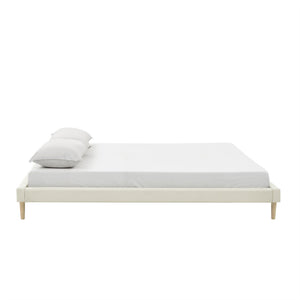 English Elm Headboard-Free Queen Platform Bed Faux Leather Upholstered Low Profile Minimalist Frame B347P521873