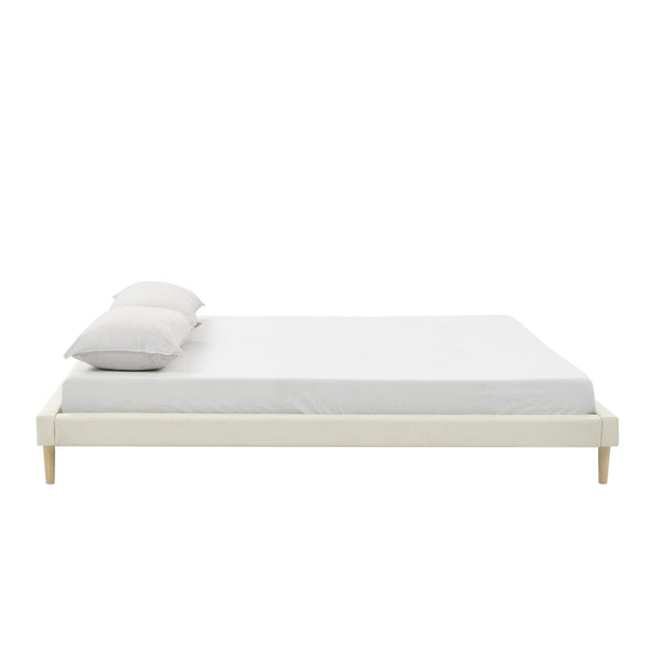 English Elm Headboard-Free Queen Platform Bed Faux Leather Upholstered Low Profile Minimalist Frame B347P521873