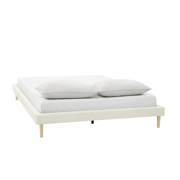 English Elm Headboard-Free Queen Platform Bed Faux Leather Upholstered Low Profile Minimalist Frame B347P521873