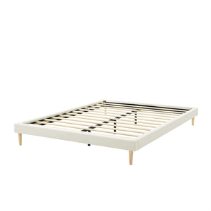 English Elm Headboard-Free Queen Platform Bed Faux Leather Upholstered Low Profile Minimalist Frame B347P521873