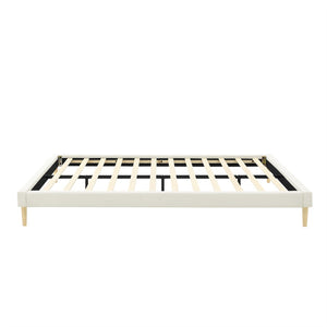 English Elm Headboard-Free Queen Platform Bed Faux Leather Upholstered Low Profile Minimalist Frame B347P521873