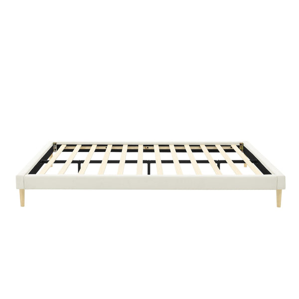 English Elm Headboard-Free Queen Platform Bed Faux Leather Upholstered Low Profile Minimalist Frame B347P521873