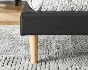 English Elm Headboard-free King Platform Bed Faux Leather Wood Slat Low Profile Modern Frame B347P521898