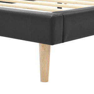 English Elm Headboard-free King Platform Bed Faux Leather Wood Slat Low Profile Modern Frame B347P521898