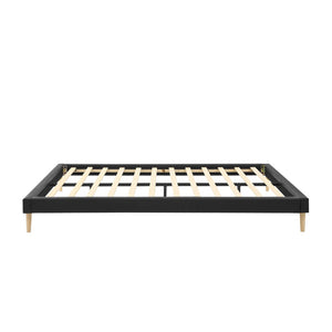 English Elm Headboard-free King Platform Bed Faux Leather Wood Slat Low Profile Modern Frame B347P521898