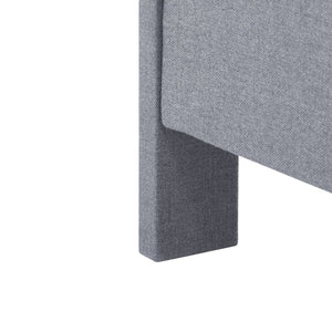 English Elm Luxury Linen King Bed with Adjustable Headboard Solid Wood Slat Foundation Light Gray B347P521915