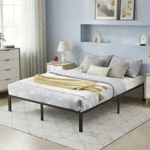 English Elm Queen Metal Platform Bed Low Profile Frame with Reinforced Slats and Storage Clearance B347P521928