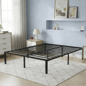 English Elm Queen Metal Platform Bed Low Profile Frame with Reinforced Slats and Storage Clearance B347P521928