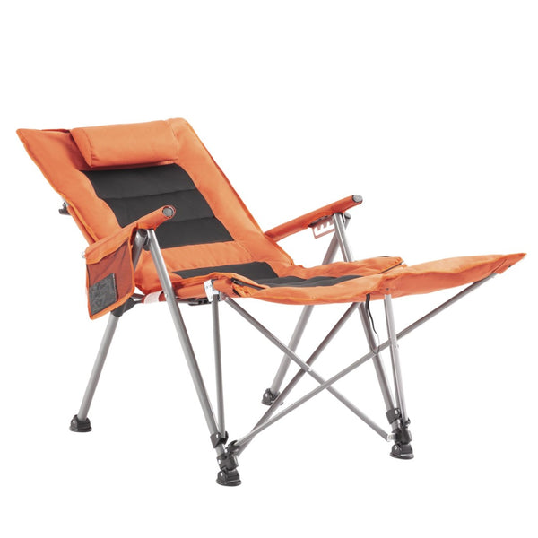 English Elm 5-position Reclining Folding Chair Steel Frame Padded High Back with Zip Away Footrest B347P521959