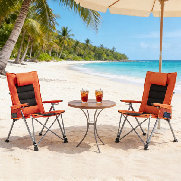 English Elm 5-position Reclining Folding Chair Steel Frame Padded High Back with Zip Away Footrest B347P521959