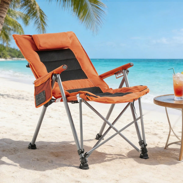 English Elm 5-position Reclining Folding Chair Steel Frame Padded High Back with Zip Away Footrest B347P521959
