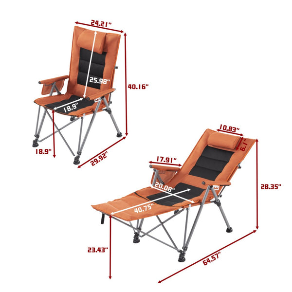 English Elm 5-position Reclining Folding Chair Steel Frame Padded High Back with Zip Away Footrest B347P521959