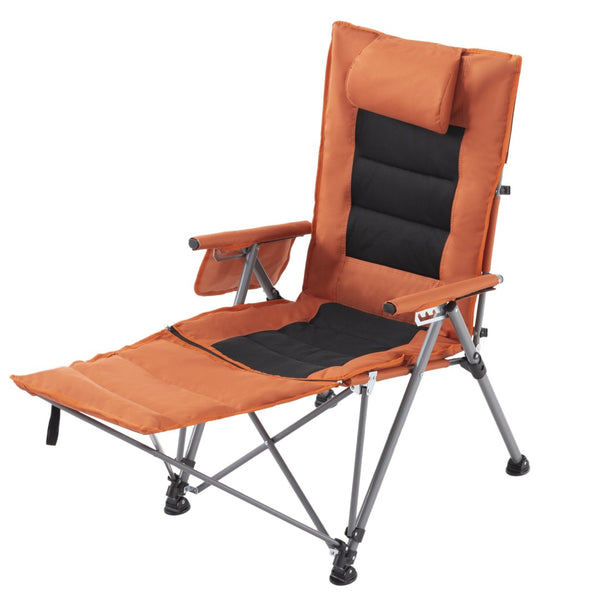 English Elm 5-position Reclining Folding Chair Steel Frame Padded High Back with Zip Away Footrest B347P521959