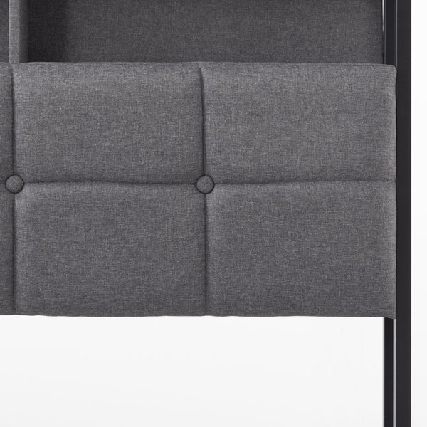 English Elm Upholstered Queen Platform Bed with Rgb Lighting Shelf and Built-in Charging Station B347P522410