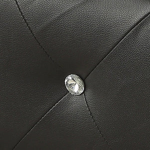 English Elm Black Diamond Tufted Bonded Leather Storage Ottoman with Crystal Buttons for Bedroom B347P526231