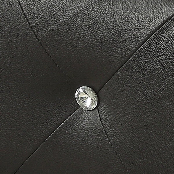 English Elm Black Diamond Tufted Bonded Leather Storage Ottoman with Crystal Buttons for Bedroom B347P526231