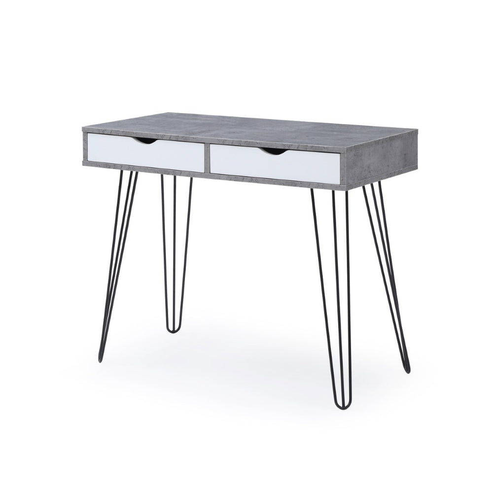 English Elm Retro Writing Desk Solid Hardwood Mid-century Metal Legs Marble Grain Home Office B347P526279