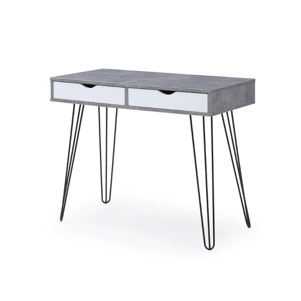 English Elm Retro Writing Desk Solid Hardwood Mid-century Metal Legs Marble Grain Home Office B347P526279