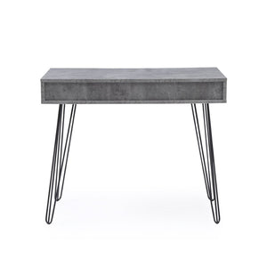 English Elm Retro Writing Desk Solid Hardwood Mid-century Metal Legs Marble Grain Home Office B347P526279
