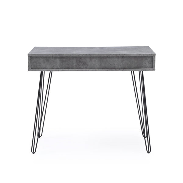 English Elm Retro Writing Desk Solid Hardwood Mid-century Metal Legs Marble Grain Home Office B347P526279