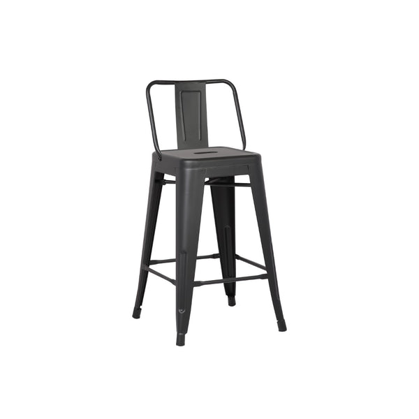 English Elm 24"metal Barrel Back Barstools Matte Black Set of 2 Industrial Kitchen Counter Seating B347P527053
