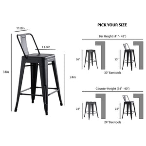 English Elm 24"metal Barrel Back Barstools Matte Black Set of 2 Industrial Kitchen Counter Seating B347P527053